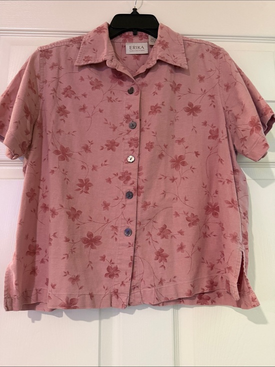 Erika Tops - Erika Pink Floral Button-Up Shirt
